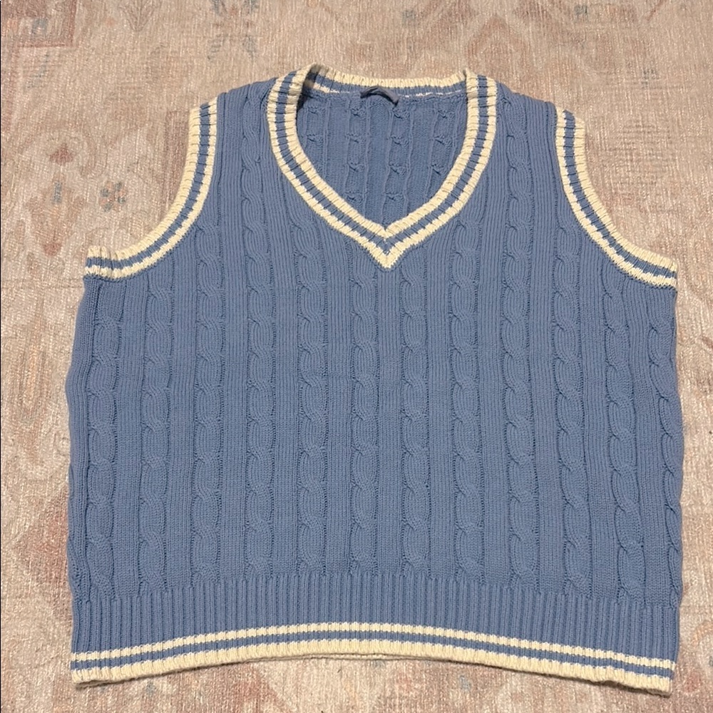 Blue Cable Knit Sweater Vest